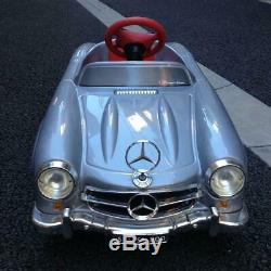 Benz 300SL pedal car color silver Cell engine Horn sound very rare from japan 1T